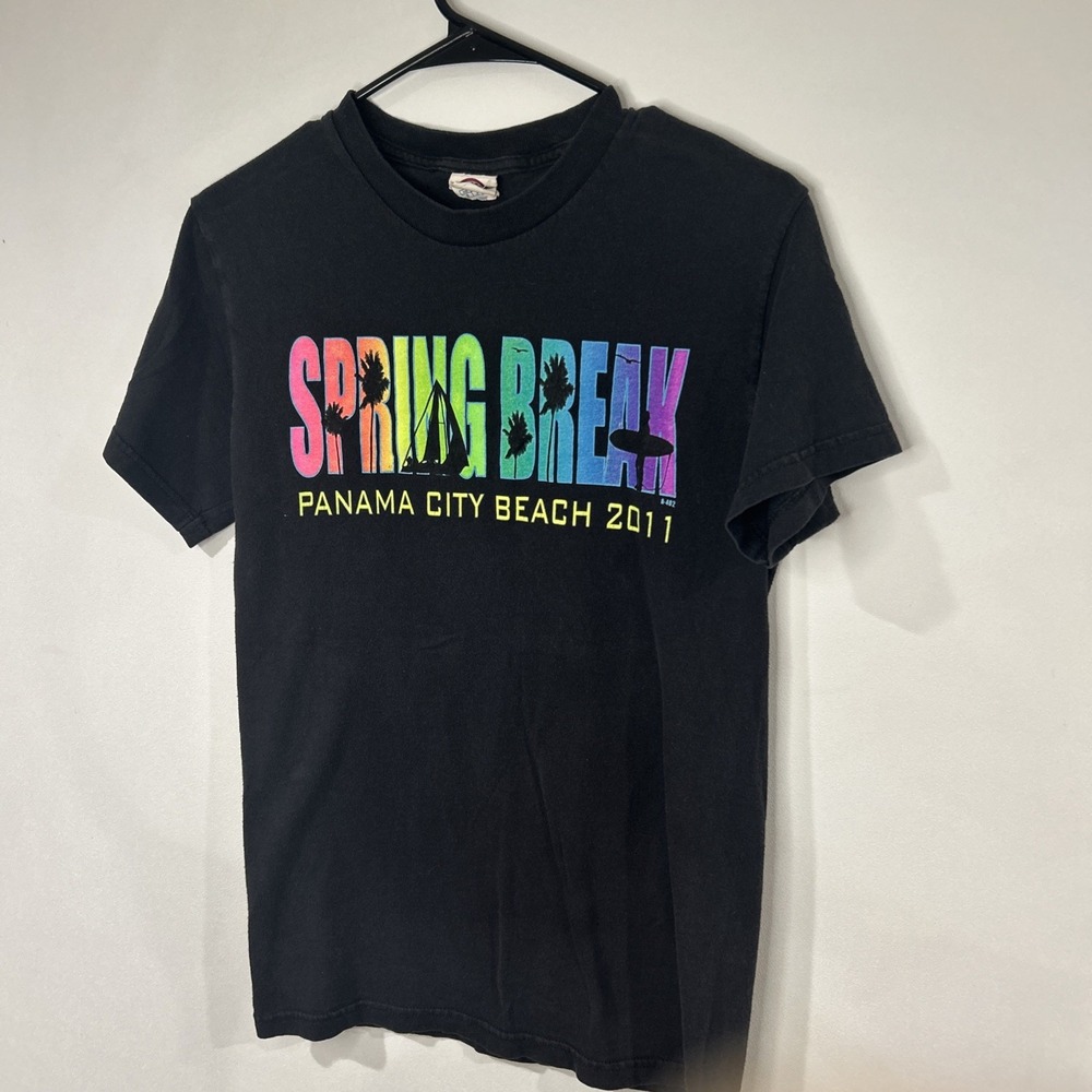T-Shirt Women's Black S 100% Cotton Spring Break 2011 Graphic Tee Neon (013)
